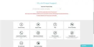The TP-Link Support Page. Click on the "Download Center" option. 