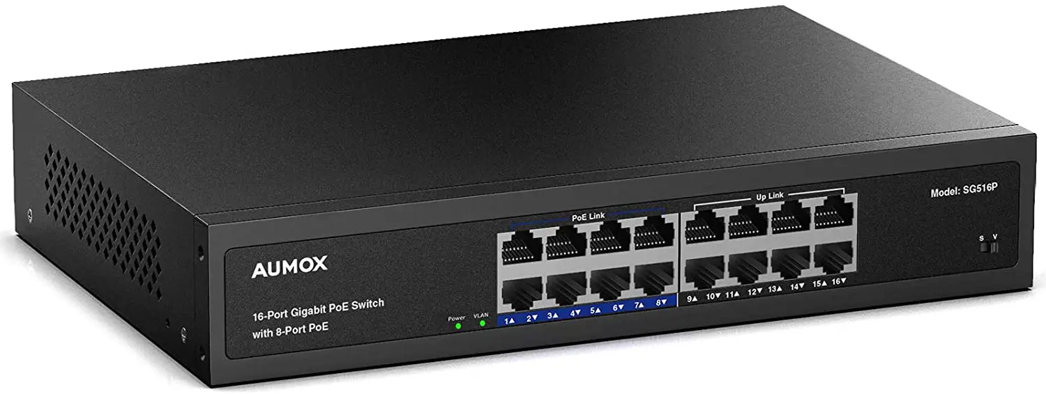Aumox 16-Port with 8-Port PoE Gigabit Network Switch