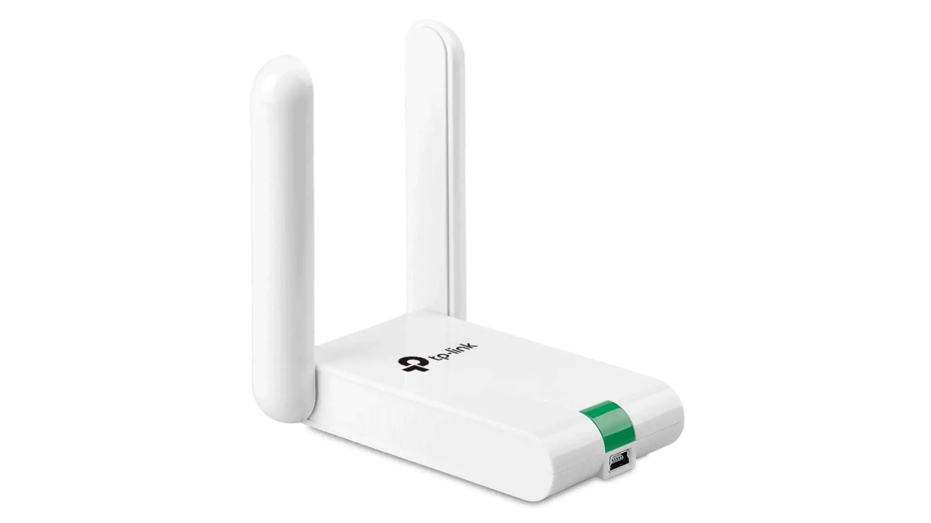 TP-Link N300 Wireless USB Adapter in white with two external antennas